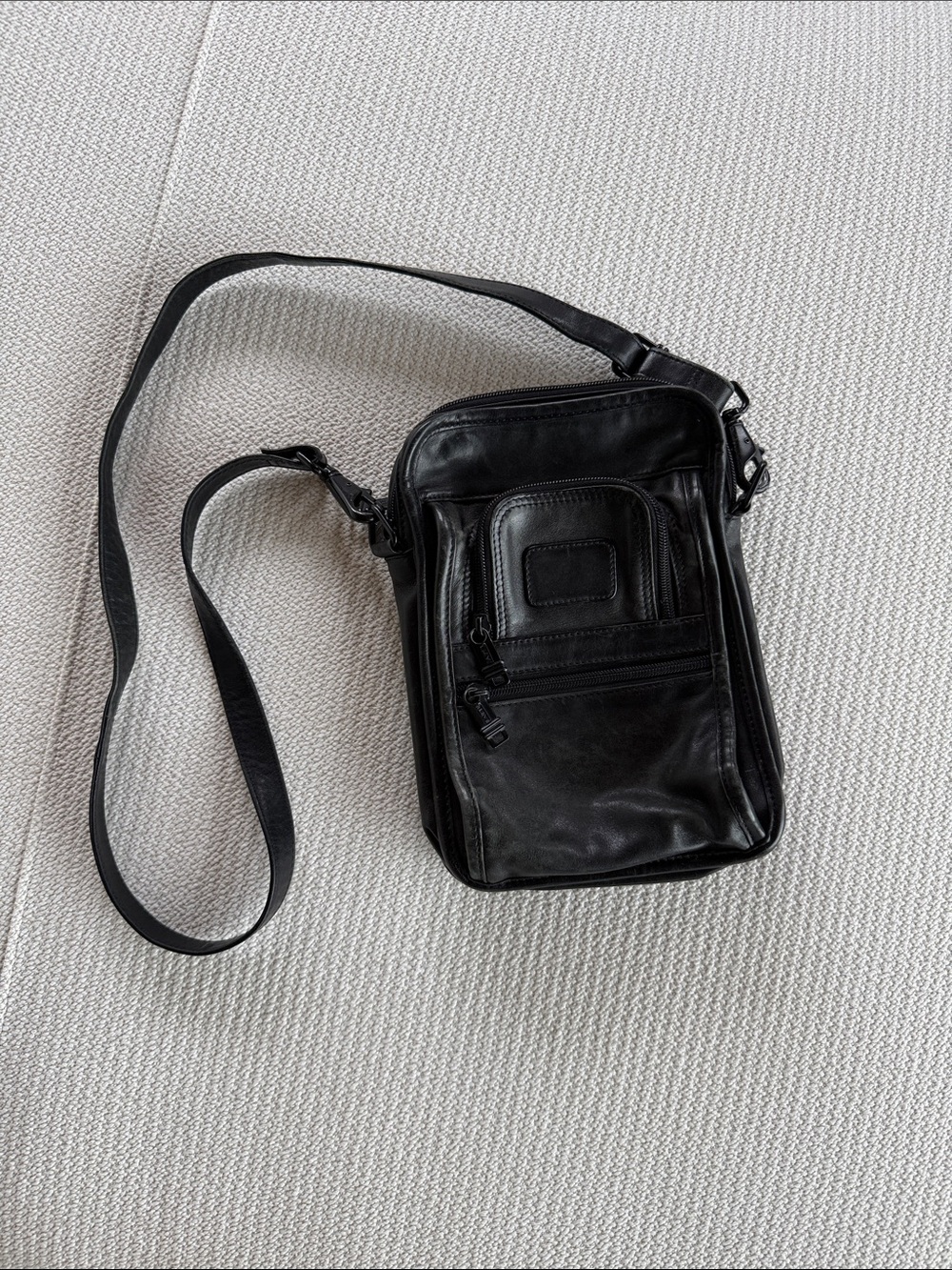 Tumi Black Leather Messenger Bag